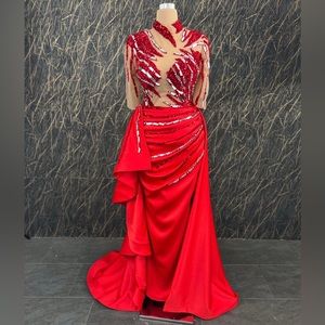 Red evening gown